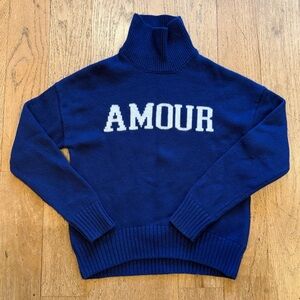 Zadig & Voltaire Blue Turtleneck Sweater with 'AMOUR'